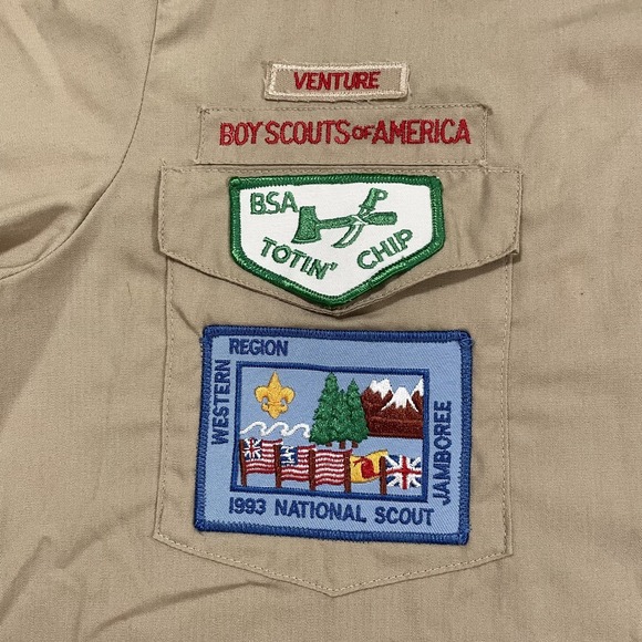 Boy Scouts Of America Leadership Shirt Mens Large USA 90s Patches BSA Vintage - Picture 10 of 12